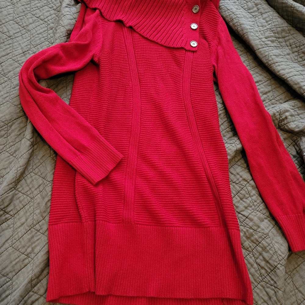 Red sweater dress or tunic, small